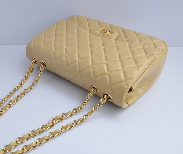 7A Replica Chanel Jumbo A28600 Apricot Lambskin Leather with Golden Hardware